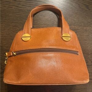 Givenchy AUTHENTIC Tan Brown Mini Bag with Gold Accents Zip Close EUC Handbag